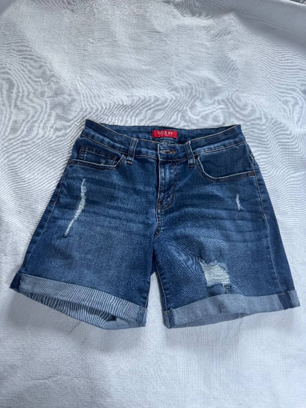 Guess Distressed Indigo Denim Bermuda Shorts 27